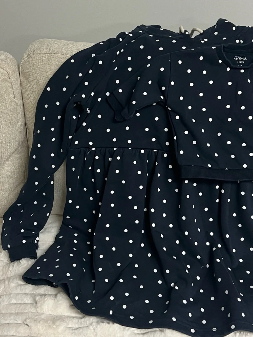 Seraphine Navy & White Polka Dot Mama & Mini Matching Sweatshirt Set